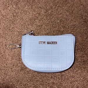 Steve Madden Light Blue Mini coin purse with Silver Hardware